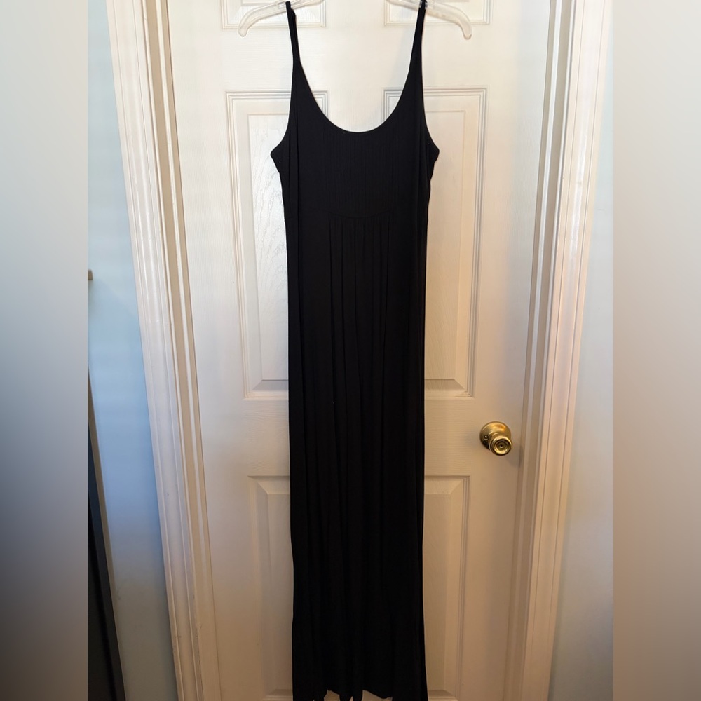 Calvin Klein Black Adjustable Straps Jersey Knit Maxi Dress - size 10